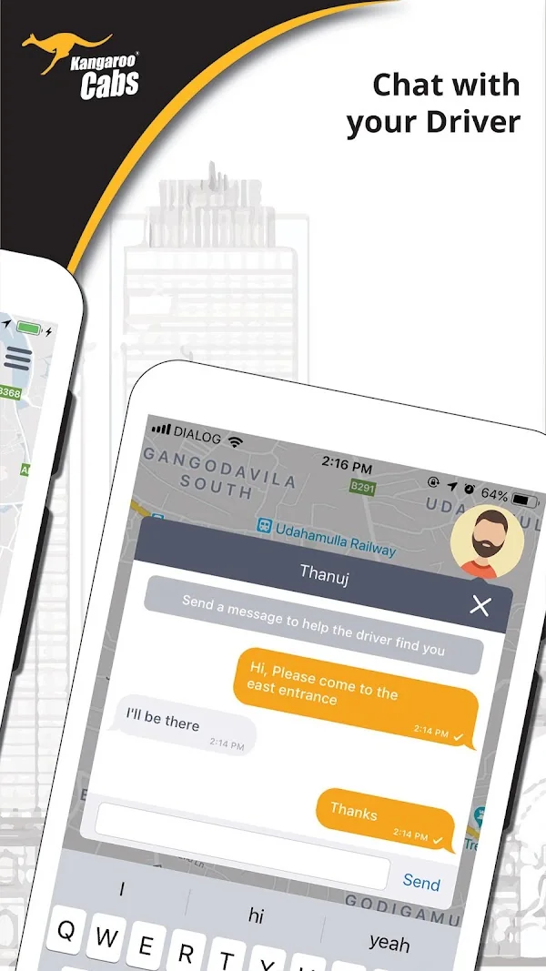 Kangaroo Cabs: Android · Driver chat